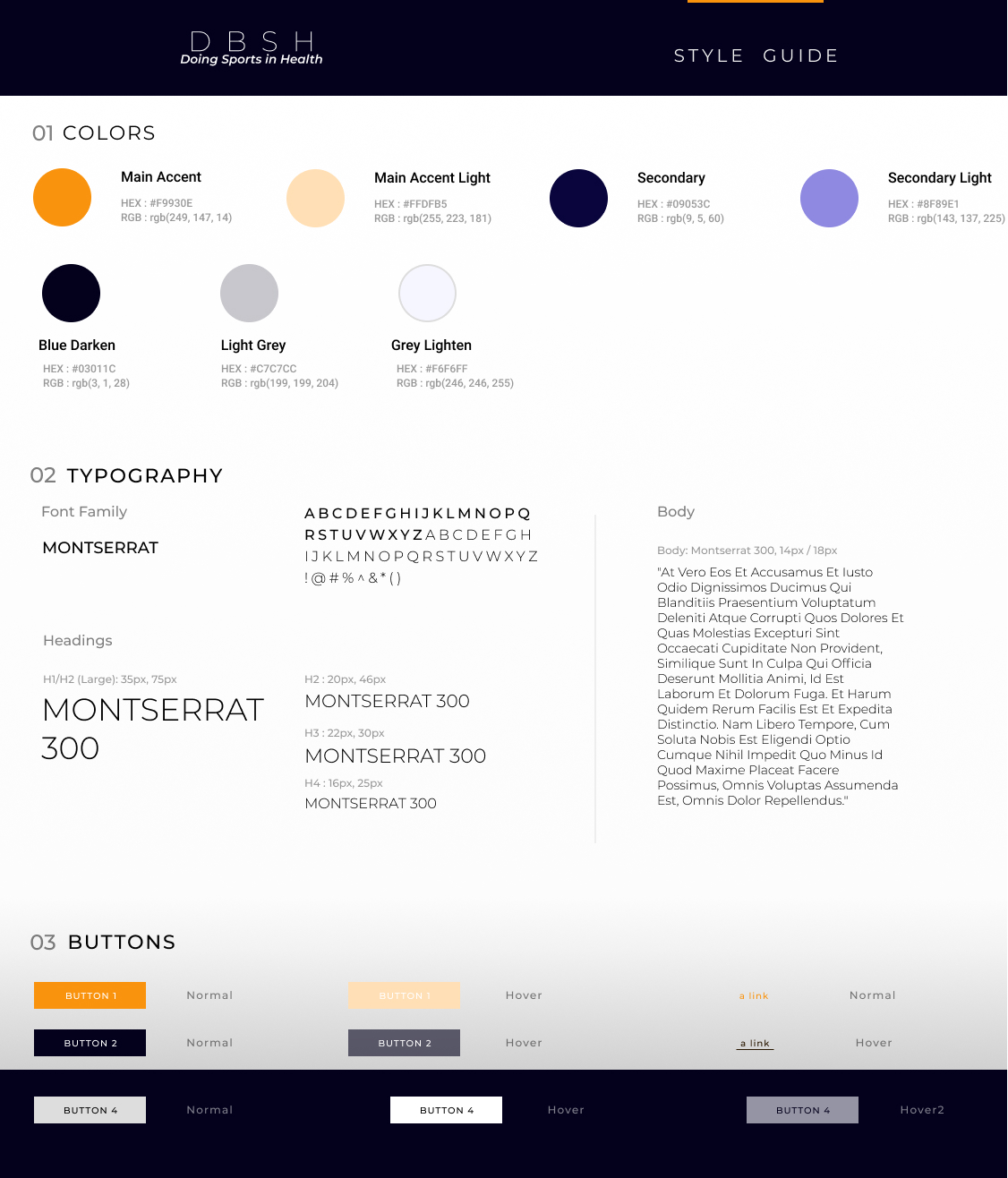 project 1 demo style guide of website