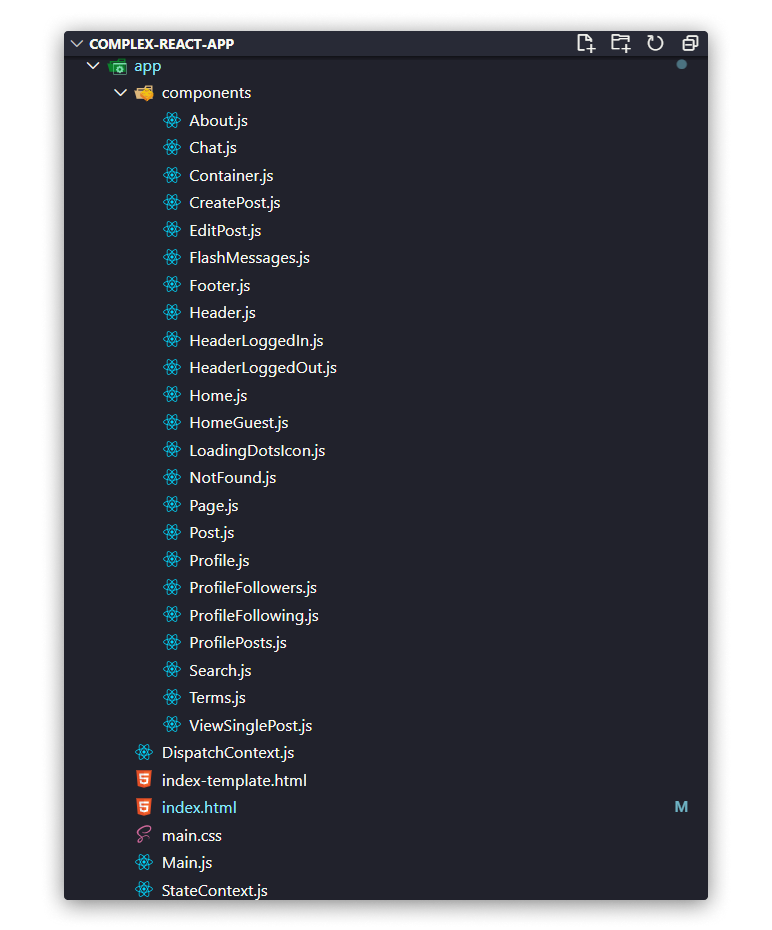 project javascript files architecture before changes