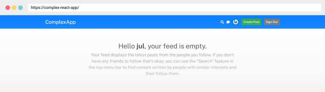 visual of the complex react feed