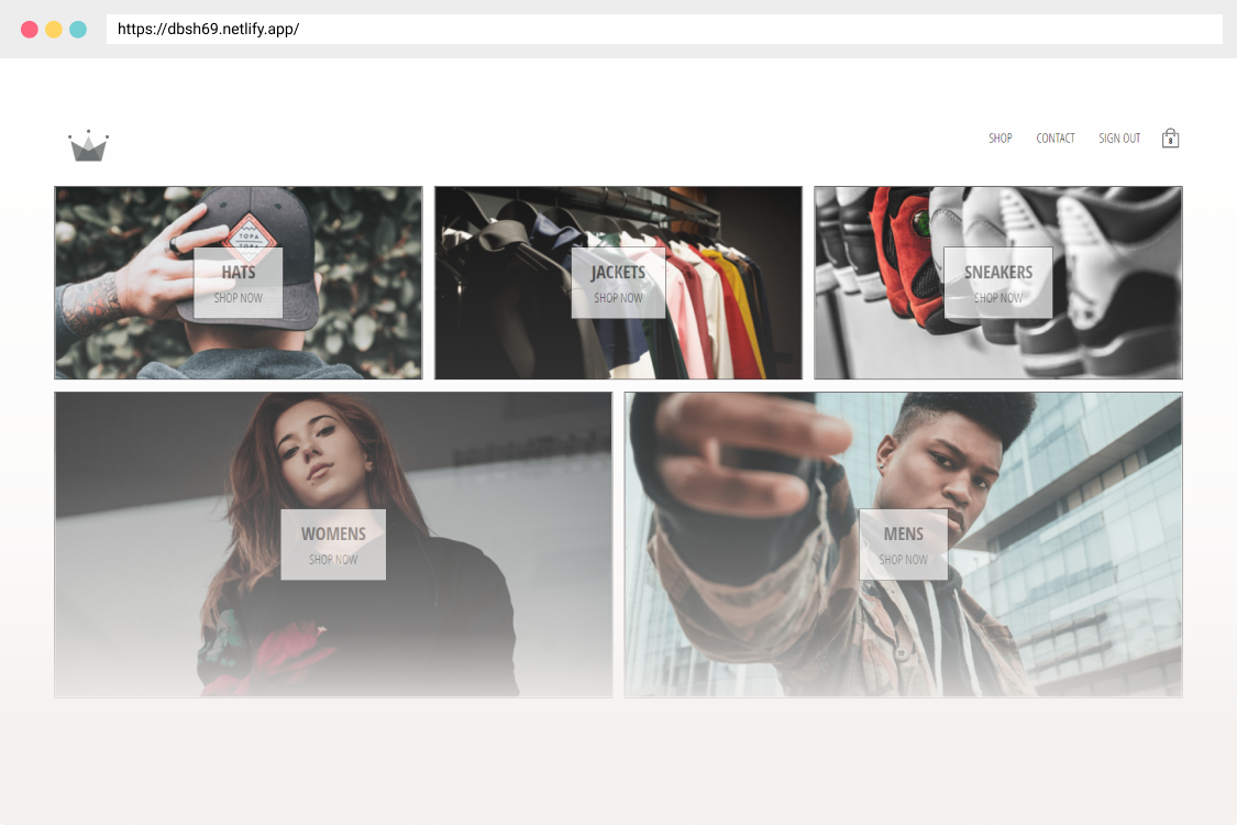 mockup with react project crown clothing interface